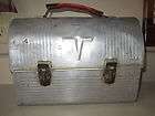 Antique COAL MINERS Lunch Box NON RUST Aluminum Leather Handle FREE 