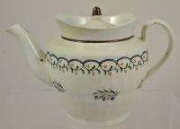 Staffordshire Pearlware Painted & Fluted Teapot c 1800  