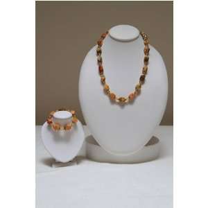  Multi colored Stone Beads with Czech Beads and Brass 