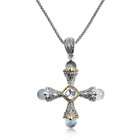 Jewelry Sterling Silver and 14k Gold Sky Blue Topaz Royal Greek Cross 