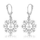   Snowflake Shaped Dangle Drop Diamond Earrings 14K White Gold (0.30ct