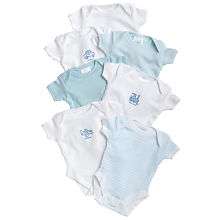 SpaSilk 7 Pack Assorted Bodysuits  Blue (Preemie)   SpaSilk   Babies 