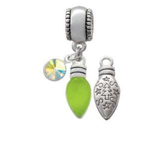   Translucent Lime Green Resin European Charm Bead Hanger wi Jewelry