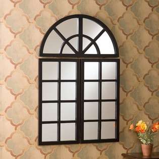 Wildon Home Ghent 3 Piece Windowpane Mirror Set in Distressed Black at 