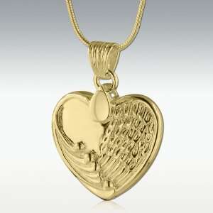   Angel Wing Heart 14k Gold Vermeil Cremation Jewelry