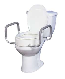 Drive Medical Premium Elevated Raised Toilet Seat Rizer Commode Arms 