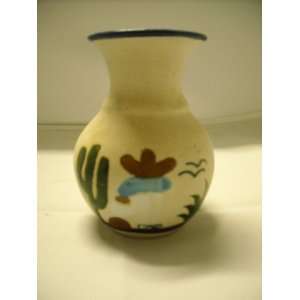  Mexican Man in Desert Pottery Vase New 