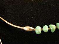 17 Green Blue Turquoise 925 Silver barrel necklace  