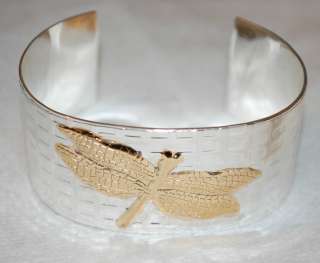   Golden Dragonfly Medicine Cuff Jewelry in 925 Sterling Silver  