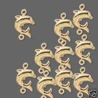 Wholesale Lot Dolphin Charm Links Gold Jewelry Scrapbook 12 Pieces 