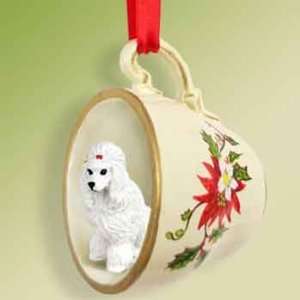  Poodle White Holiday Tea Cup: Home & Kitchen