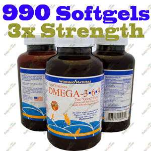   Purified 3x Strength Omega 3,6,9 Fish Oil DHA/EPA 990 Caps FREE SHIP