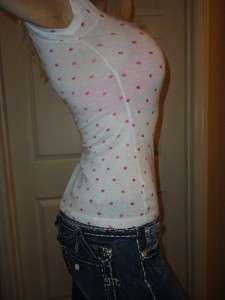 Victoria Secret VS White Polka Dot LOVE PINK Tight Fitted Doggy Top 