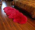 genuine red sheepskin double rug long wool natural 2p new