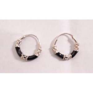 Black Swirl Huggy Hoop Earrings 12mm