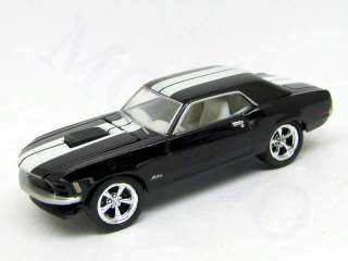  WHEELS 1970 BLACK FORD MUSTANG COUPE W/ WHITE RACING STRIPES  