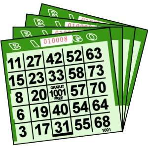  1 ON Green Tint Paper Bingo Cards (500 ct) (500 per 
