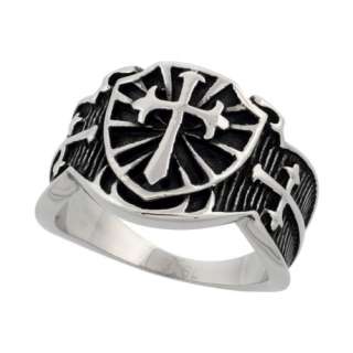 Stainless Steel St. James Cross Biker Ring (Available in Sizes 9 to 15 