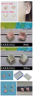 New Pink Women Fashion Rhombus Crystal Earring 7455  