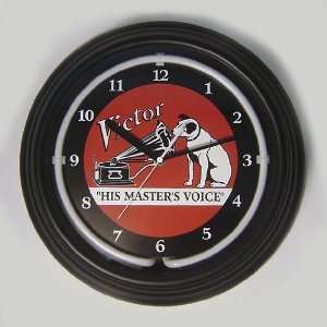  Retro Victor His Masters Voice Neon Clock: Home & Kitchen