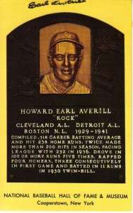 Earl Averill signed Hall Of Fame Plaque Postcard Indian  