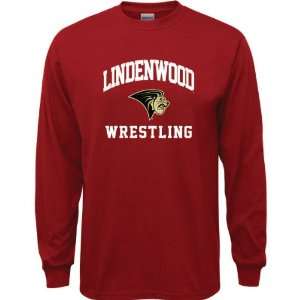 Lindenwood Lions Cardinal Red Youth Wrestling Arch Long Sleeve T Shirt 