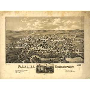  Historic Panoramic Map Plainville, Connecticut 1878. Drawn 