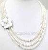 Strands 7mm White Cultured Pearl Necklace S925 Clasp  