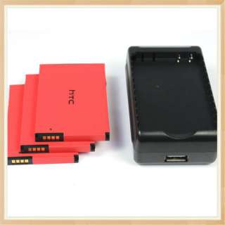 3PCS 1800mAh Replacement Red Battery + Dock Charger For Sprint HTC EVO 
