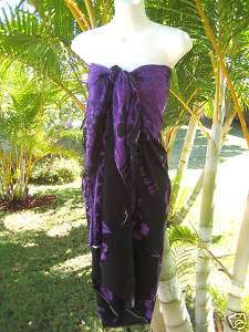 Sarong Purple Black Hibiscs Hawaiian Luau Cruise Dress  