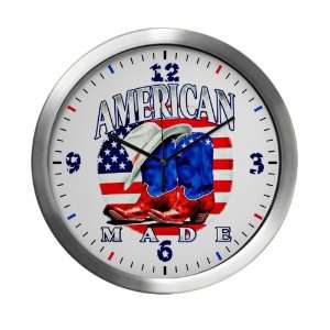   Wall Clock American Made Country Cowboy Boots and Hat 