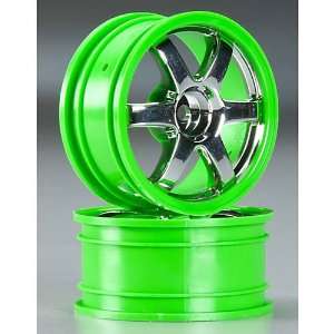  Volk Racing TE37 Wheels, Green/Chrome (2):1/16: Toys 