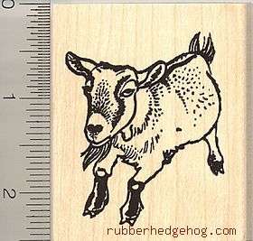 Goat rubber stamp H8502 wood mounted  