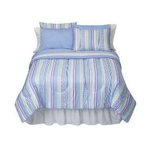   Bed in a Bag Purple Dots & Stripes Comforter Sheets Sham Bedding Set