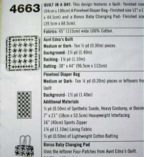 BABY QUILT DIAPER BAG PAD Pinwheel Sewing Pattern s4663  