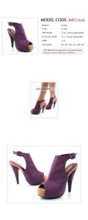 Purple Suede Open Toe Slingback Heel Pumps shoes All Sz  