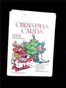 Christmas 1986 Deck of Playing Cards 4 Suites Reindeer Snowman Elves 