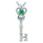   Company 14K White Gold and Created Emerald Love Knot Key Pendant