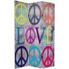 Oriental Furniture 6 ft. Tall Double Sided Multi Color Peace & Love 
