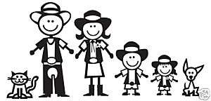 Western Cowboy Stick Figure Family Decal  