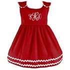 Princess Linens Bon Bon Corduroy Dress in Red with White Trim   Size 