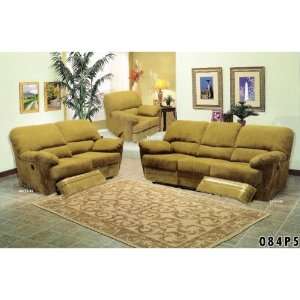   Sofa with recliner ends in Light brown premium soft microfiber: Home