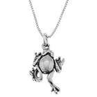 LGU Sterling Silver Frog Charm with 16 Inch Box Chain Necklace