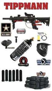 Tippmann US Army Carver One Extreme Red Dot Paintball Marker Gun Combo 
