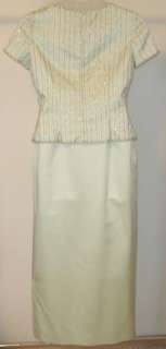 VIE by VICTORIA ROYAL Mint Green Beaded Satin Formal Top & Long Skirt 