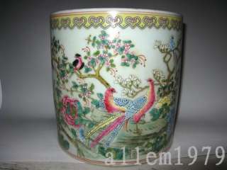   spiritoso famille rose porcelain flower&bird brush pot free ship