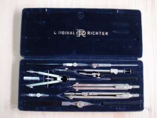 ANTIQUE DRAFTING COMPASS BOXED SET   RICHTER & CO  