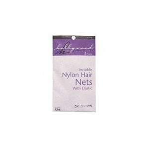  Hollywood Nylon Hair Nets   Dark Brown 3 pk.: Beauty