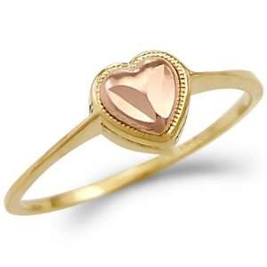  Size  12   14k Yellow and Rose Gold Two Tone Small Heart 
