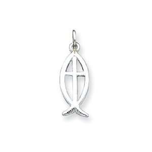   Fish Cross Caste Charm with 18 Inch Stainless Steel Chain Jewelry